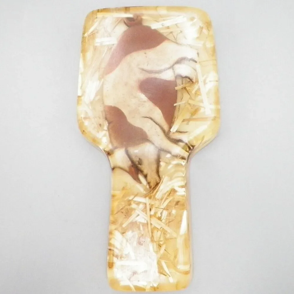 Lucite Spoon Rest Pig Hog Straw Vintage Kitchen Country Farmhouse Kitschy